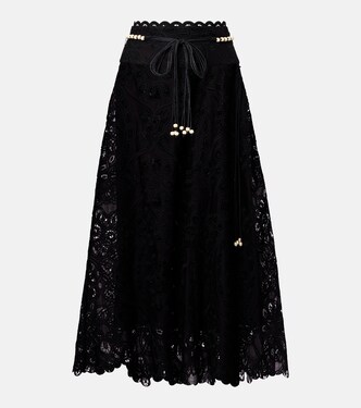 Rhiannon embroidered cotton midi skirt | Zimmermann