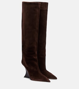 Nina suede knee-high wedge boots | Paris Texas