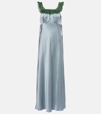 Lace-trimmed silk satin maxi dress | Chloé