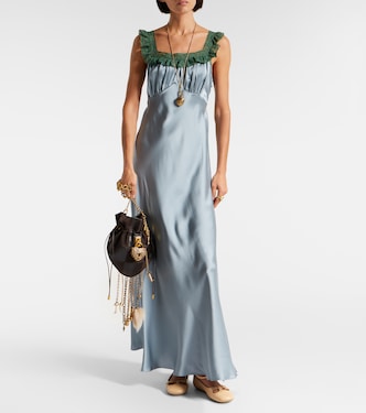 chloe blue lace dress Chloé Girls Silk Embroidered Dress in Navy main image 0
