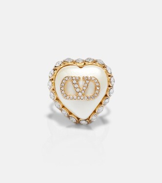 VLogo faux pearl-embellished ring | Valentino