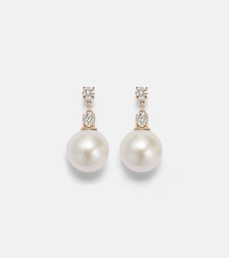 Essential 14kt gold drop earrings with pearls and diamonds | Stone and Strand
