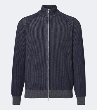 Ribbed-knit zip-up cashmere sweater | Brunello Cucinelli
