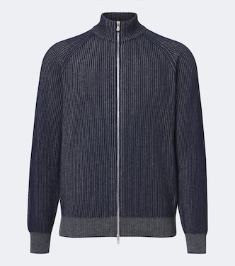 Ribbed-knit zip-up cashmere sweater | Brunello Cucinelli