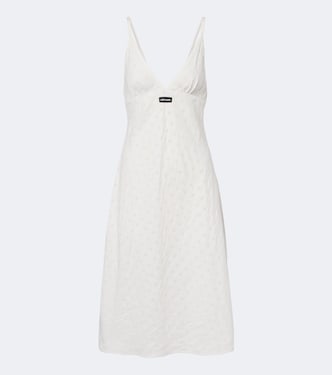 Broderie anglaise poplin midi dress | Miu Miu