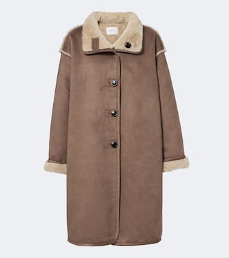 Yves teddy-trimmed coat | Velvet