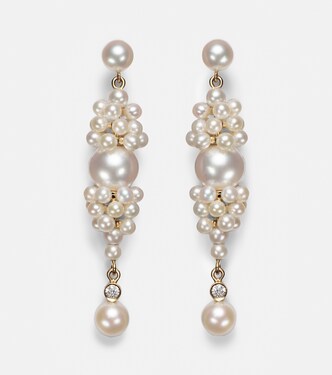 Boucles d'oreilles Rêve de Diamant en or 14 ct, diamants et perles | Sophie Bille Brahe