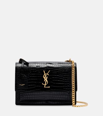 Sunset Medium croc-effect leather shoulder bag | Saint Laurent