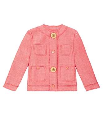 Giacca in tweed di misto cotone con ricamo | Dolce&Gabbana Kids
