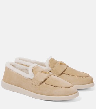 Shearling-lined suede loafers | Prada