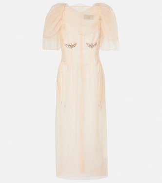 Embellished ruched mesh midi dress | Simone Rocha
