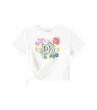 DG floral gathered cotton T-shirt | Dolce&Gabbana Kids