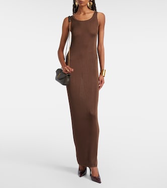 saint laurent brown dress Saint Laurent Cowl-Back Dress In Parachute Canvas - Brown - Women