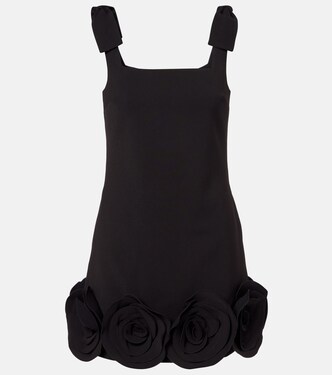 Floral-appliqué crêpe minidress | Self-Portrait