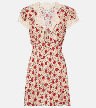 فستان قصير مقلّم بالدانتيل مع ورود Lacie | Rixo