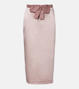 Bow-detail satin midi skirt | Valentino