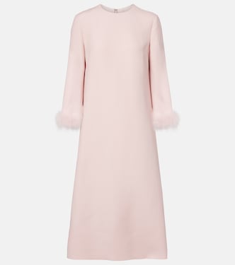 Crepe Couture feather-trimmed midi dress | Valentino