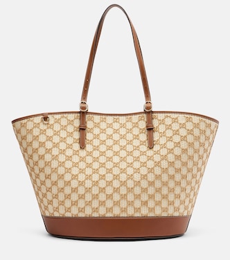GG Large raffia-effect tote bag | Gucci