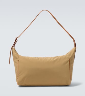 Logan E/W leather-trimmed crossbody bag | The Row