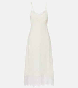 Lace-trimmed crêpe de chine slip dress | Simone Rocha