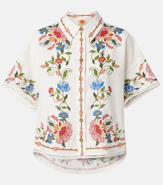 Stitched Garden linen-blend shirt | Farm Rio