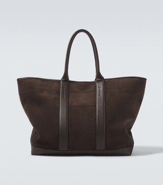 Leather-trimmed suede tote bag | Tom Ford