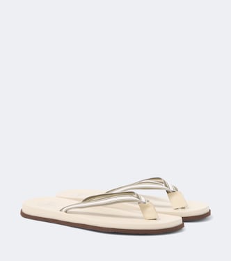 Leather-trimmed thong sandals | Brunello Cucinelli