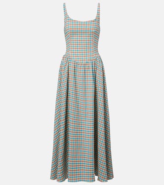 Chiara checked cotton-blend midi dress | Faithfull