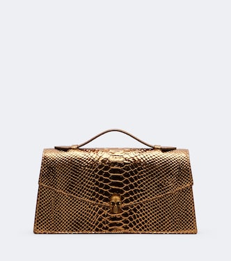 Skull snake-effect leather top-handle bag | McQueen
