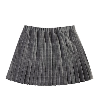 Jais pleated checked flannel skirt | Bonpoint