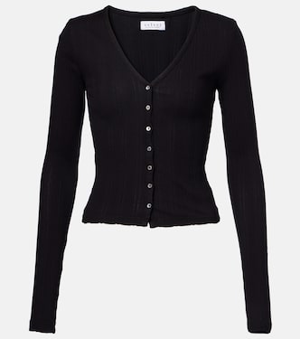 Drew cotton-blend pointelle cardigan | Velvet