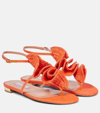 Noches Tropicales raffia thong sandals | Aquazzura