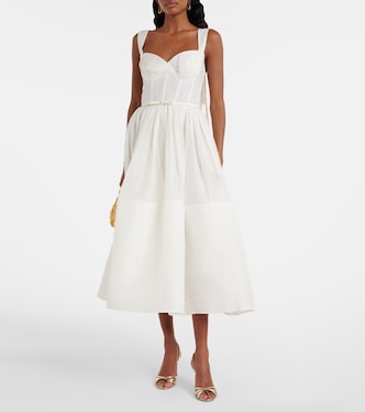 zimmerman white dress Alight lace-trimmed ramie bustier mini - ivory eye closure 52% linen/48% silk Lining Zimmermann Waverly Plunge Mini Dress