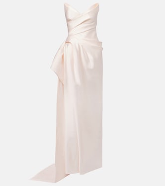 Draped strapless mikado gown | Monique Lhuillier