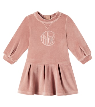 Logo cotton velvet dress | Chloé Kids