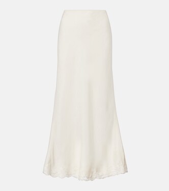 Crystal lace-trimmed cotton maxi skirt | Rixo