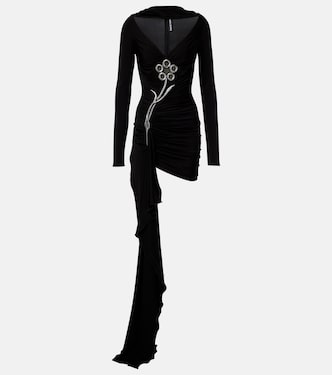 Embellished draped jersey minidress | David Koma