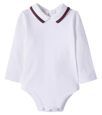 Baby Web Stripe cotton-blend bodysuit | Gucci Kids