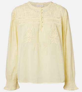 Byrdie lace-trimmed cotton blouse | Velvet