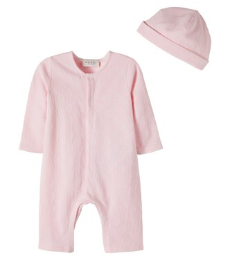 Baby GG cotton piqué onesie and beanie set | Gucci Kids