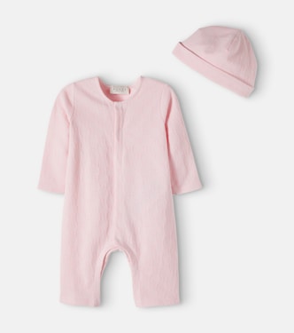 Baby GG cotton piqué onesie and beanie set | Gucci Kids