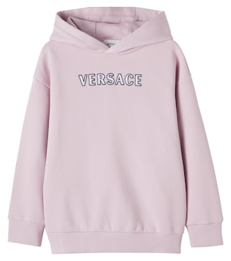 Logo embroidered cotton jersey hoodie | Versace Kids