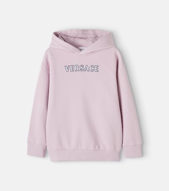 Logo embroidered cotton jersey hoodie | Versace Kids