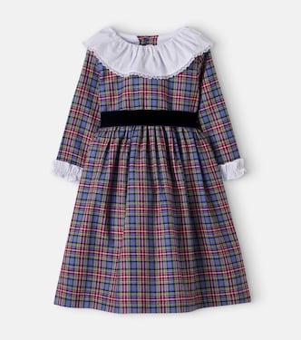 Aurelia bow-detail plaid cotton dress | La Coqueta