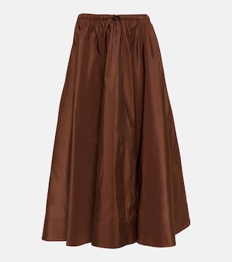 Pleated silk midi skirt | Valentino