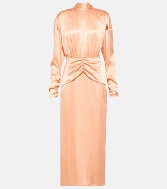 Tie-neck silk satin midi dress | Alessandra Rich
