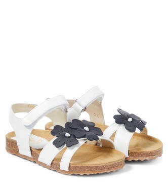 Floral-appliqué leather sandals | Il Gufo