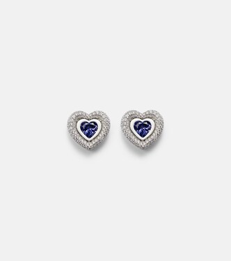 Orecchini Heart in oro bianco 18kt con tanzanite e diamanti | Kamyen