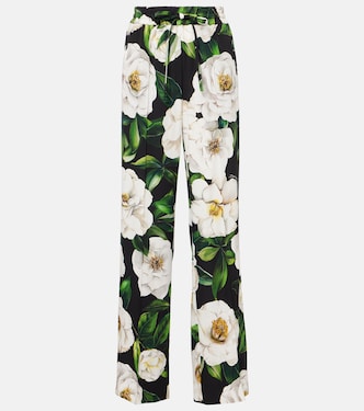 Pantalon de pyjama en soie mélangée à fleurs | Dolce&Gabbana