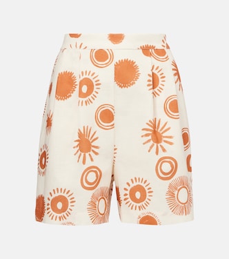 Dallas printed linen and cotton shorts | Asceno